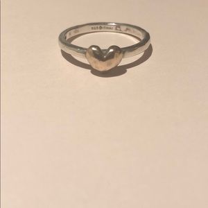 Sterling silver ring with pink heart